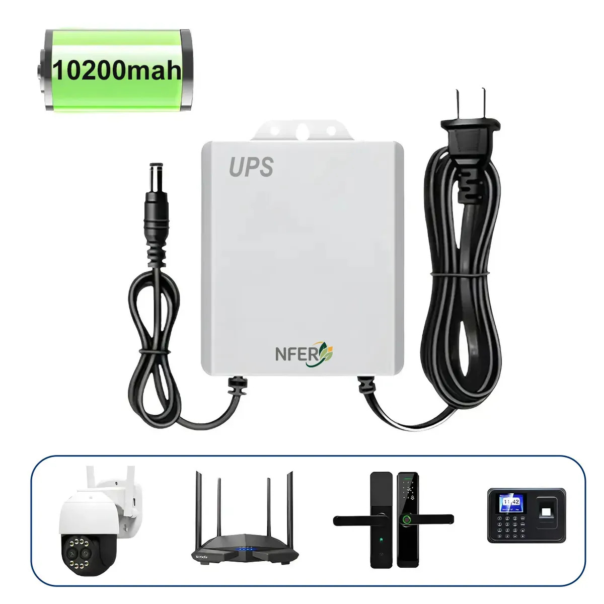 Mini Ups sin interrupción de la batería de respaldo para la cámara 10200mAh 12v para módem Protección de la cámara de seguridad Wifi del router contra corte de luz 110-240V NFER