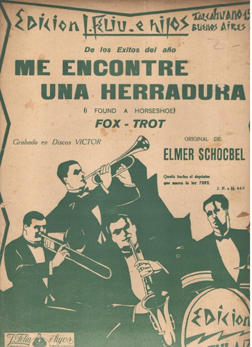 Partitura Fox-trot Me Encontré Una Herradura De E. Schocbel