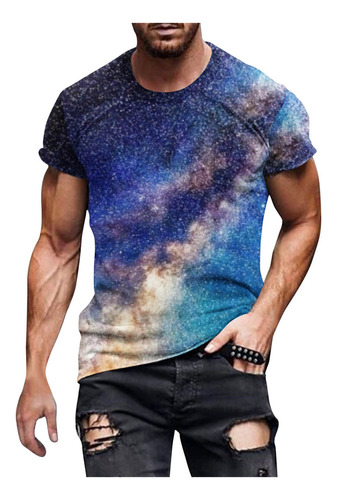 Nueva Camiseta Para Hombre, Moderna, Corta Con Estampado De