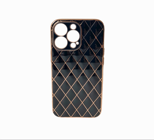 Funda Deluxe Para iPhone 13 Pro Textura Galvaniplastia Color Negro Geométrico