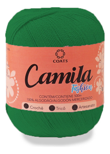 Linha Camila Fashion - 100% Algodão - Crochê Tricô 150g 500m Cor 00231 - Verde Escuro