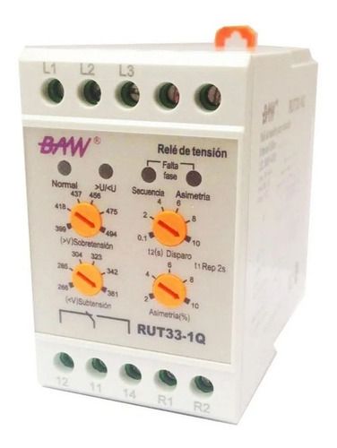 Imagen 3 de 7 de Rele Protector Tensión Trifásico Analogico Baw Rut33-1q Pr