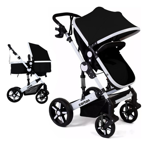 Cochecito de paseo Cartan STL500 negro con chasis color blanco