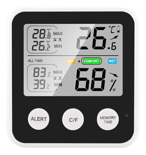 Monitor De Humedad De Temperatura Ambiente De Medidor Negro