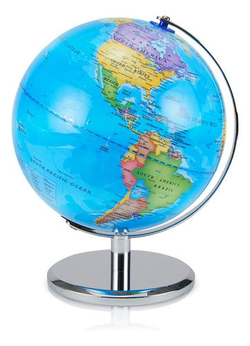 Led Illuminated World Globe With Chrome Rotating Stand ...