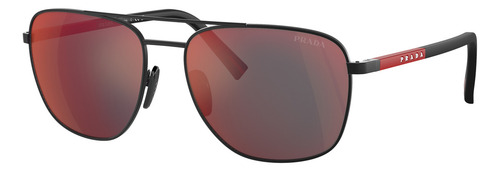 Anteojos Lentes Sol Prada Linea Rossa Ps54zs-60 Negro Mate / Gris 4 Espejado Rojo Gris 4 Espejado Rojo Negro Mate Negro Mate - Rojo