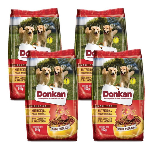 Alimento Para Perros Donkan Adultos 500gr X4 Uds