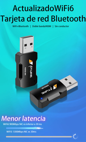 Antena Adaptador Wifi6 900mbps 2.4g + 5g Bluetoot 5.3 Usb