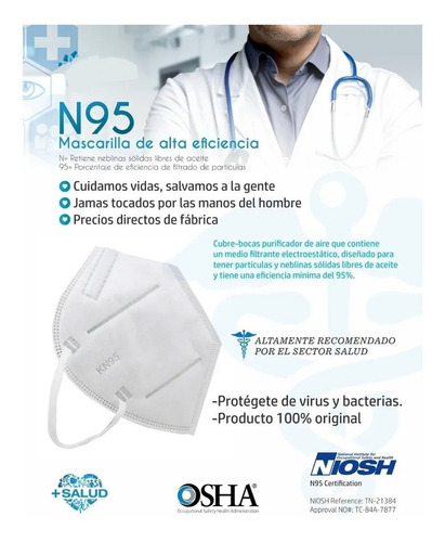 Cubrebocas N95, Único Con Certificación Por La Oms