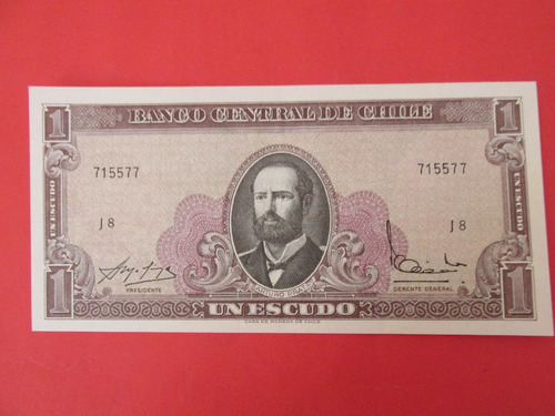 Billete Chile 1 Escudo Firmado Molina-ibañez 1962 Unc