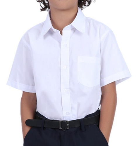 Camisa Escolar Manga Corta Blanca Vestir Infantil Niños