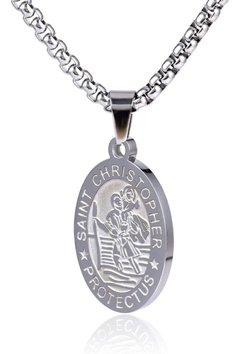 Foessd Collar De Protección Con Medalla De San Cristóbal  C