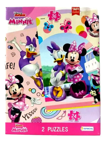 Puzzles X2 Minnie Mouse 24 Y 36 Piezas Tapimovil Rompecabeza
