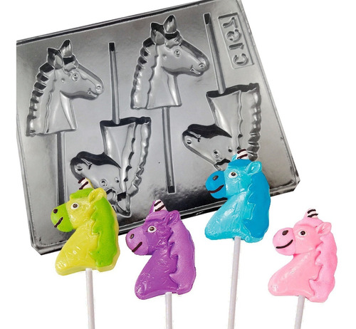 Molde Acetato 3 Unicornios Para Paletas De Chocolates C167