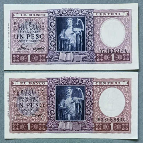 Billete 1 Peso Moneda Nacional Serie 2 Años 52/56 Impecable!