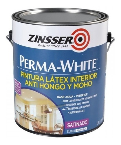 Pintura Antihongos, Perma-white, Zinsser. Satinado. 0.9lts