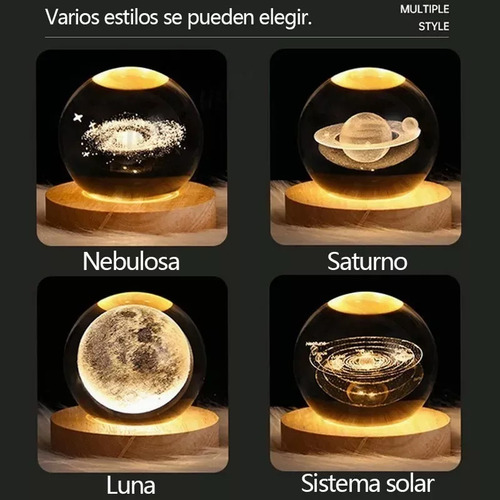 3d Lampara De Noche Led Bola Crista, Night Led Sistema Solar