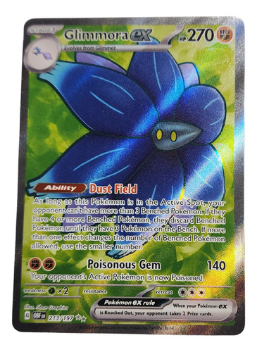 Carta Pokémon Glimmora Ex Holográfica Secreta Rara 213/197 Glimmora Ex Inglés