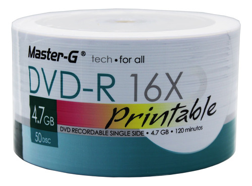 Dvd-r Master-g 16x Printable Pack 50un