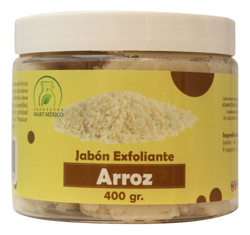 Jabón Exfoliante Aclarante Natural De Arroz (400 Grs)