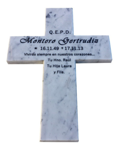 Imagen 1 de 8 de Cruz De Marmol Grabada Para Cementerio, 25x18cm. 