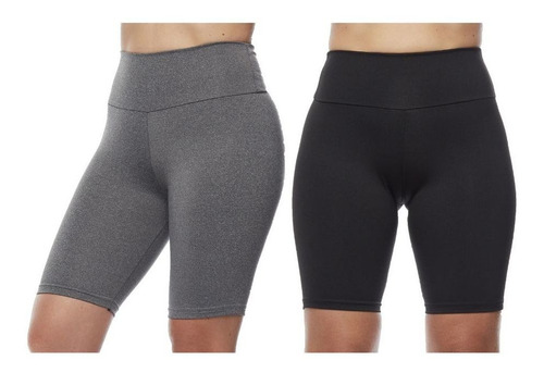 Kit 2 Bermudas Cós Alto Básica Plus Size Feminina Fitness