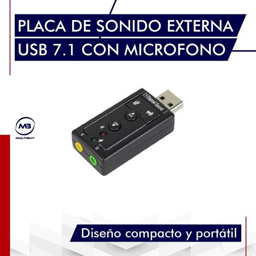Imagen 3 de 10 de Placa Sonido Usb Audio Externa 7.1 Pc Tarjeta Sonido Con Mic
