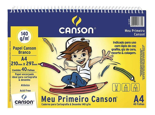 Caderno A4 Canson 140g Meu Primeiro Canson 40 Folhas