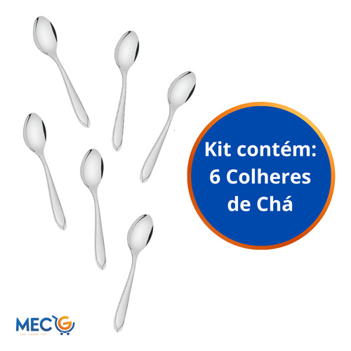 Kit 6 Colheres De Chá Inox Café Da Manhã Xícara Restaurante
