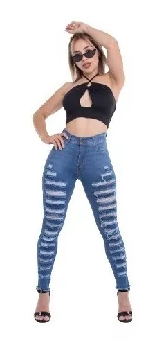 Pantalon Jean Levanta Cola Tiro Alto Control Abdomen Push Up