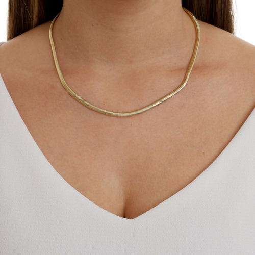 Colar Choker Cobra Amoeto Banhado A Ouro 18k