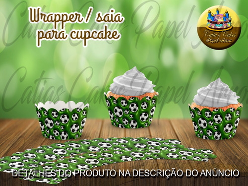  50 Wrappers Saia Para Mini Cupcakes Bola Futebol