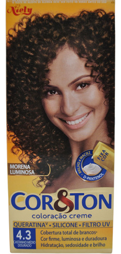 Tintura De Cabelo Creme Cor&ton  4.3 Castanho Médio Dourado 