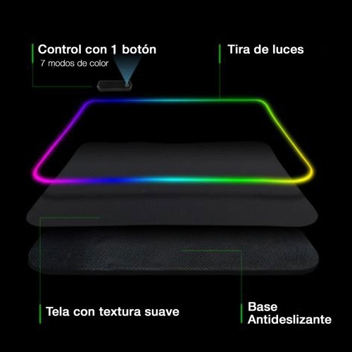 Imagen 5 de 10 de Mouse Pad Gamer Led Rgb Retroiluminado 80x30 Xl Noga Horizon
