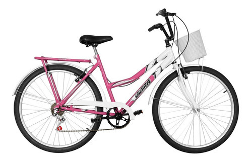 Bicicleta Aro 26 Ultra Bike Summer Bicolor Com 6 Marchas Cor Rosa-Branco