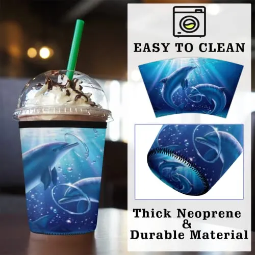 Funda Reutilizable Para Café Helado Ocean Dolphins, Diseño S