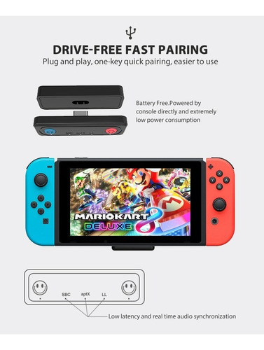 Transmisor Bluetooth Audio Ps4 Ps5 Switch Para 2 Audífonos