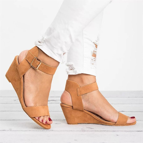 Sandalias Tacones Plataformas Con Hebilla Moda Para Mujer