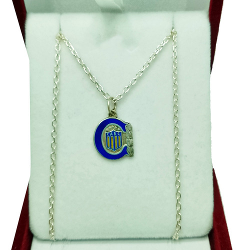 Conjunto Escudo Rosario Central Plata 925 Cadena Forcet A3c