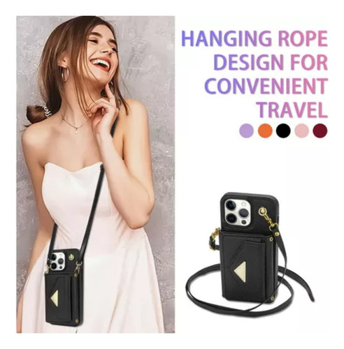- M Funda Para iPhone 16 15 14 13 Cartera Con Correa