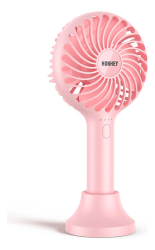 Ventilador De Escritorio Honhey Recargable 3 Vel Rosa