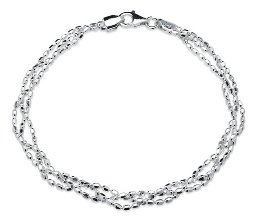 Pulsera De Cadena De Cuentas Trenzadas Con Corte De Diamante