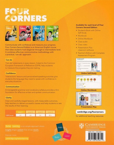 Four Corners 1a Students Book With Online Sef-study, De Jack C. Richards. Editorial Cambridge, Tapa Blanda En Inglés, 2019