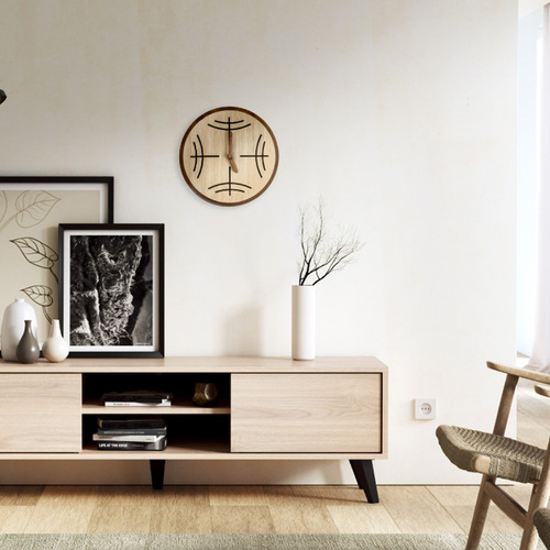 Reloj De Muro Kultrún Estructura Marrón