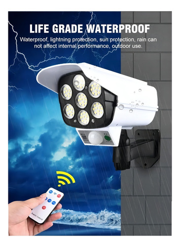 Foco Solar Tipo Camara+sensor De Movimiento + Control Remoto