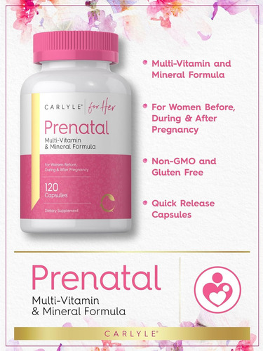 Suplemento Carlyle Prenatal Multivitamínico 120 Capsulas