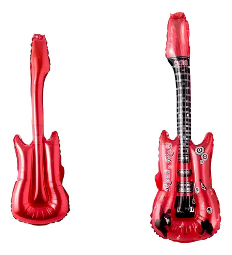 5 Globos Metálicos 46 Cm Guitarra Roja