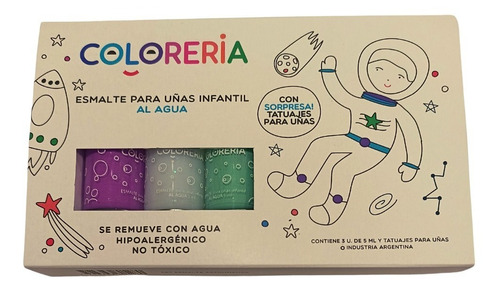 Set X 3 Esmalte Para Uñas Infantil Coloreria Colores Al Agua