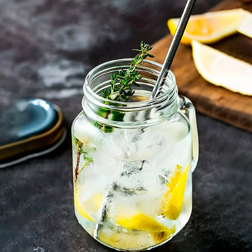 12 Tarros Mason Jar Con Tapa Y Popote 470 Ml Mayoreo Liso Color Transparente