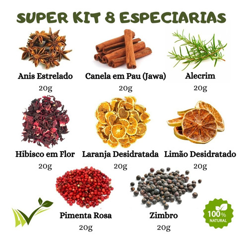 Kit 8 Sachês Especiarias Para Gin Drinks Chás Bebidas